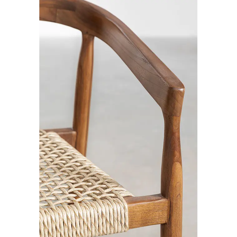 Silla de jardín con reposabrazos en madera de teca Tora 5