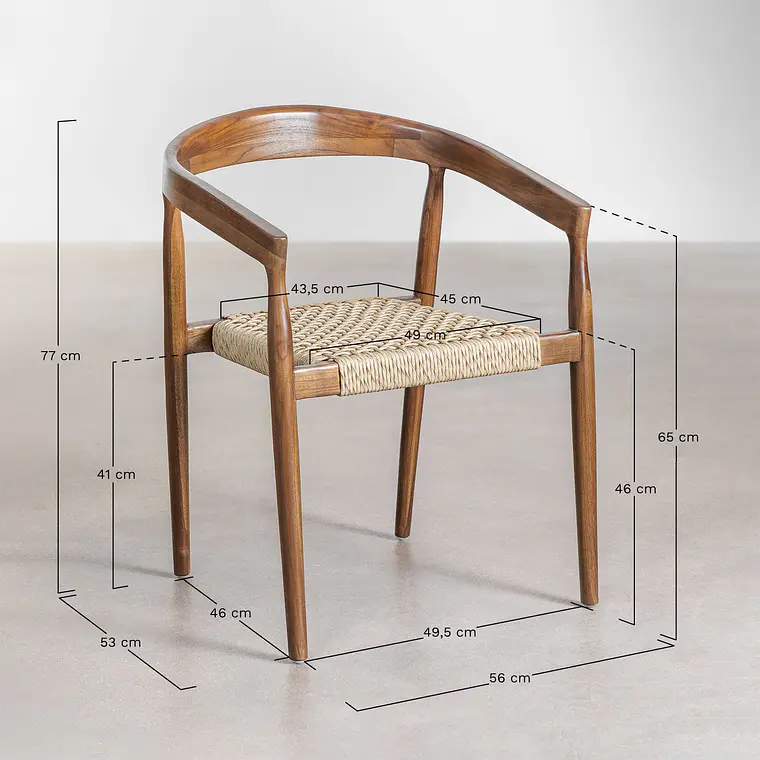 Silla de jardín con reposabrazos en madera de teca Tora 9