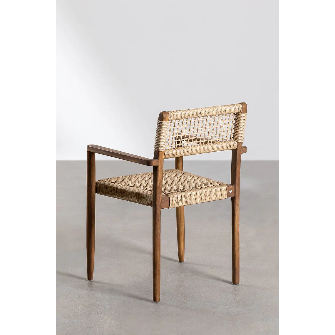 Silla de jardín con reposabrazos en madera de teca y cuerda trenzada Vara 6