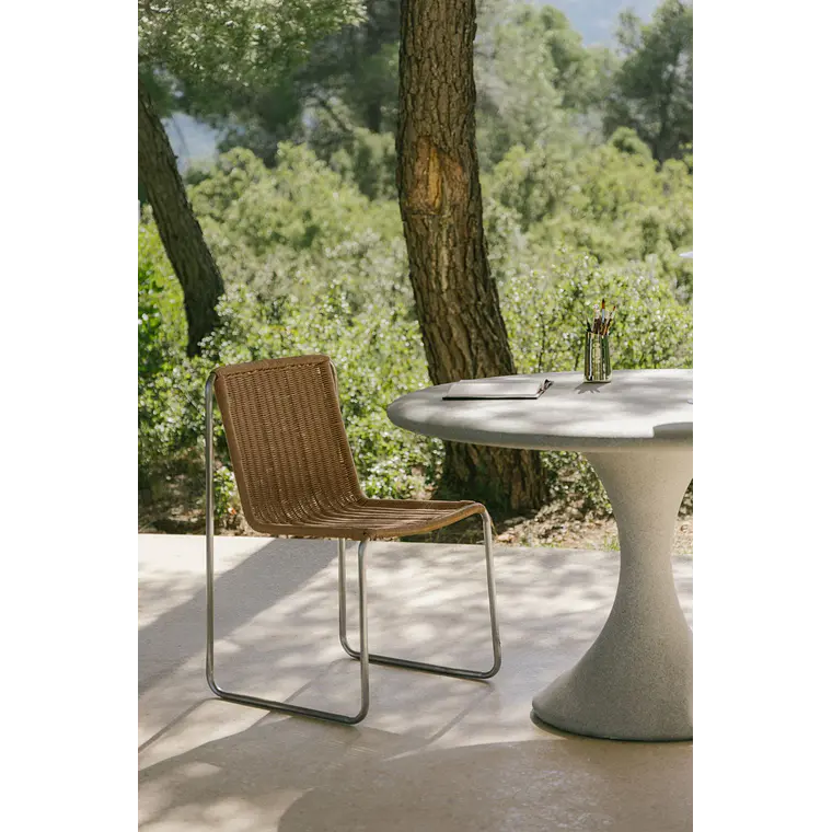 Silla de jardín en acero inoxidable y ratán sintético Erenira 1