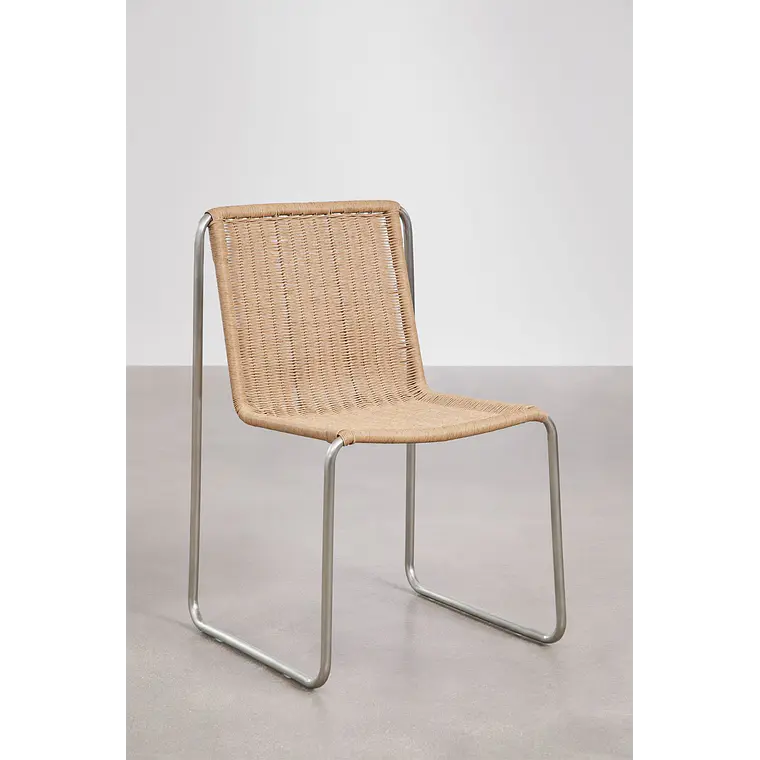 Silla de jardín en acero inoxidable y ratán sintético Erenira 3