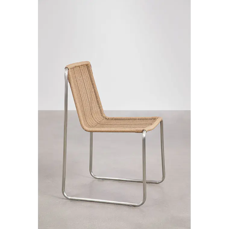 Silla de jardín en acero inoxidable y ratán sintético Erenira 4