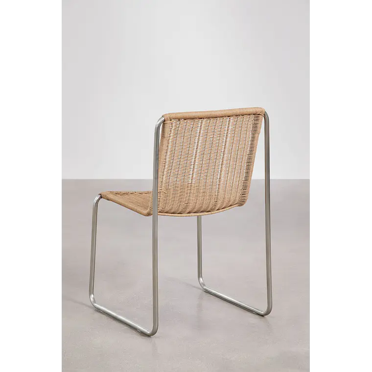 Silla de jardín en acero inoxidable y ratán sintético Erenira 5