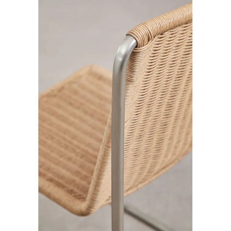 Silla de jardín en acero inoxidable y ratán sintético Erenira 6