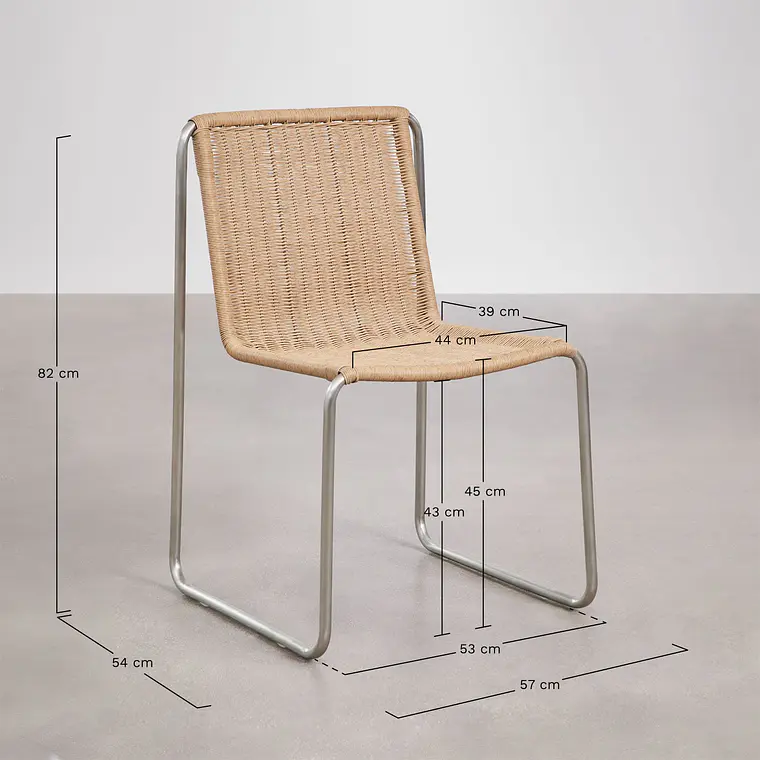 Silla de jardín en acero inoxidable y ratán sintético Erenira 9