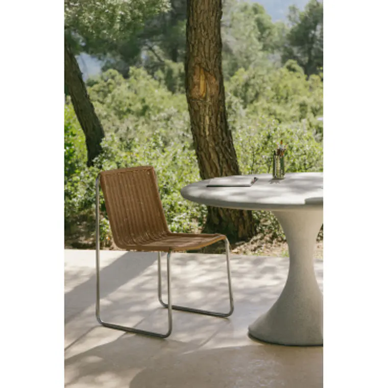 Silla de jardín en acero inoxidable y ratán sintético Erenira 10