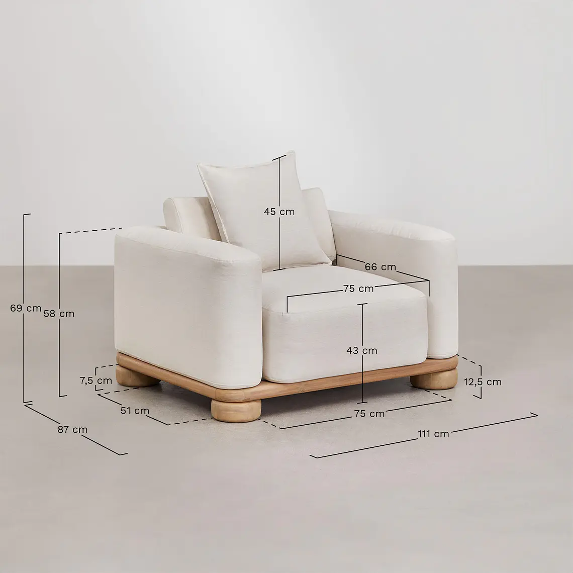 Sillón de jardín en madera de acacia Ilanora 10
