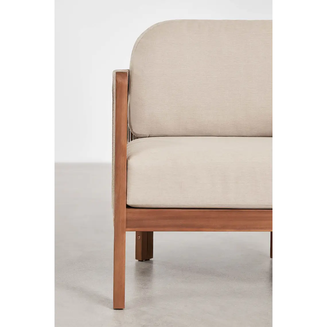 Sillón de jardín en madera de acacia y cuerda trenzada Calora 5