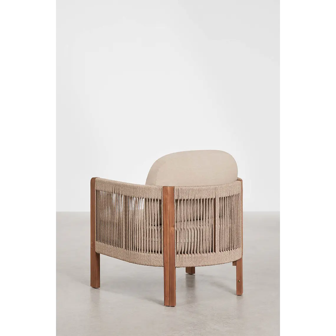 Sillón de jardín en madera de acacia y cuerda trenzada Calora 7