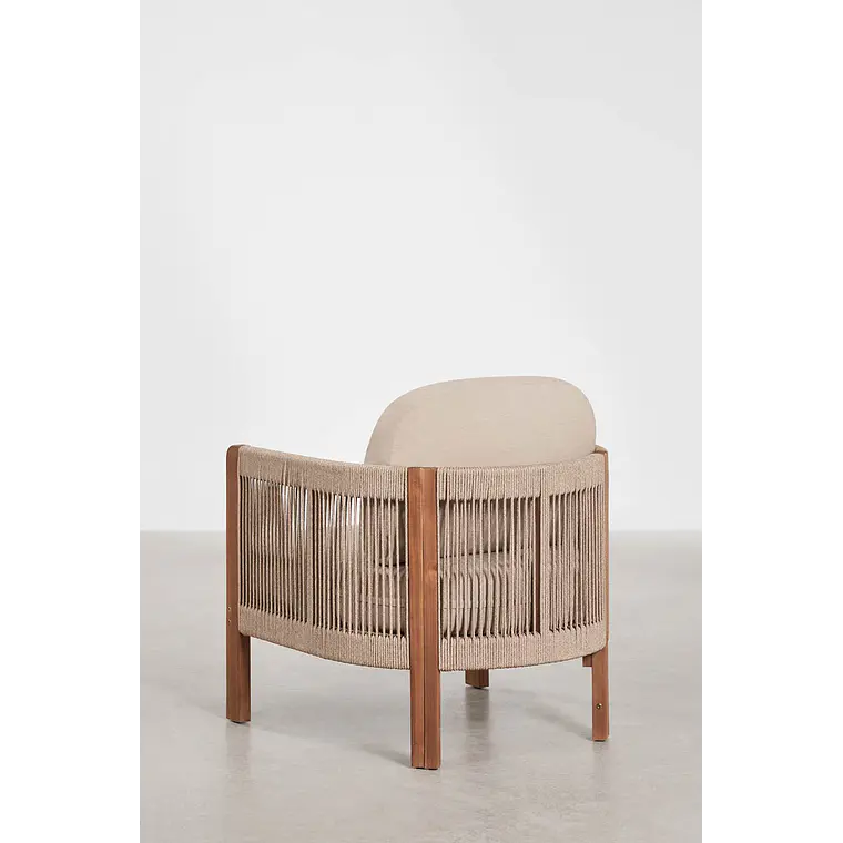 Sillón de jardín en madera de acacia y cuerda trenzada Calora 7