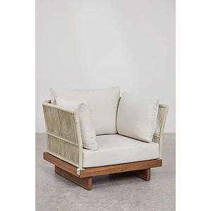 Sillón de jardín en madera de acacia y cuerda trenzada Dorena
