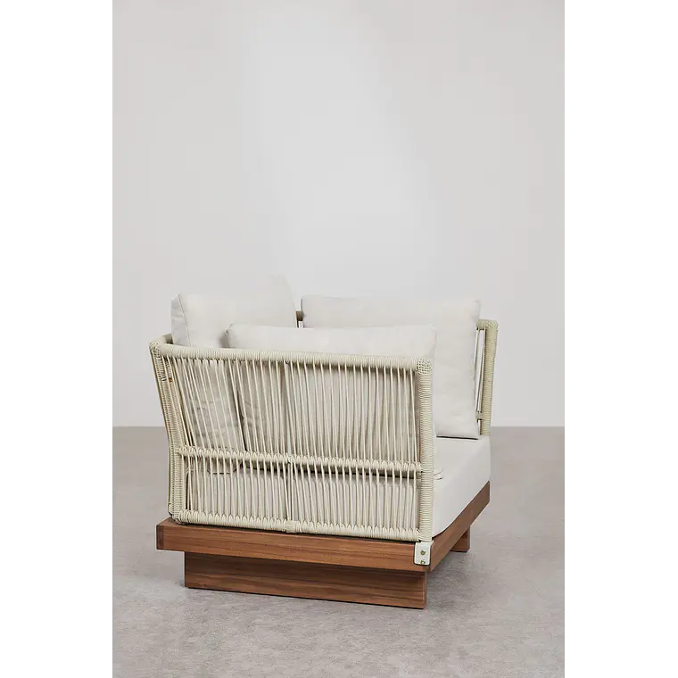 Sillón de jardín en madera de acacia y cuerda trenzada Dorena 4