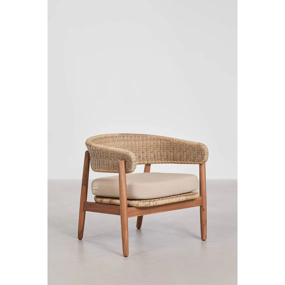 Sillón de jardín en madera de acacia y ratán sintético Alvora 3