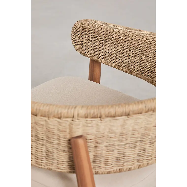 Sillón de jardín en madera de acacia y ratán sintético Alvora 7