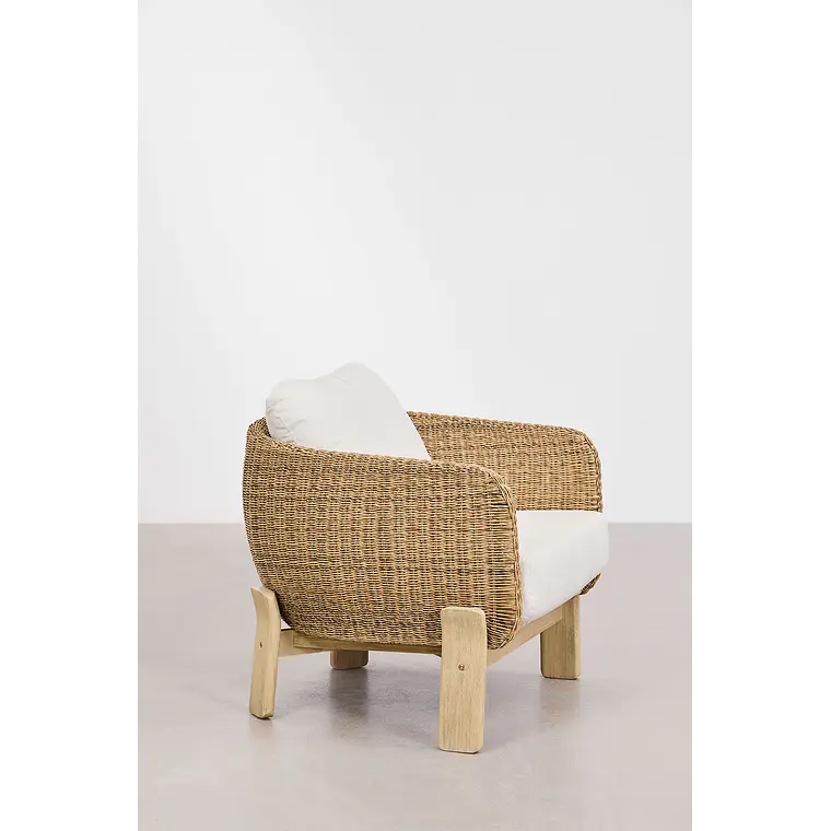 Sillón de jardín en madera de acacia y ratán sintético Jorena 5