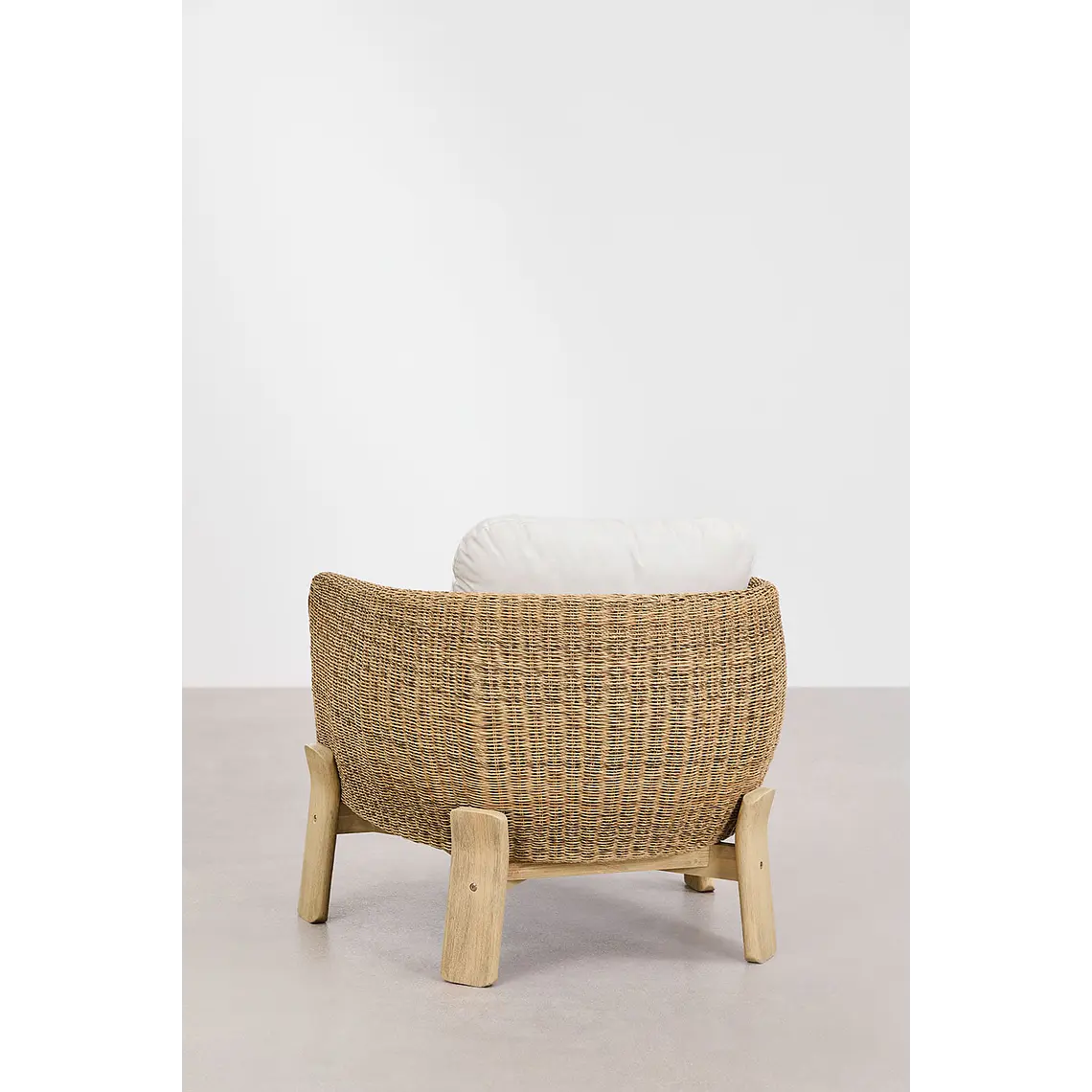 Sillón de jardín en madera de acacia y ratán sintético Jorena 6