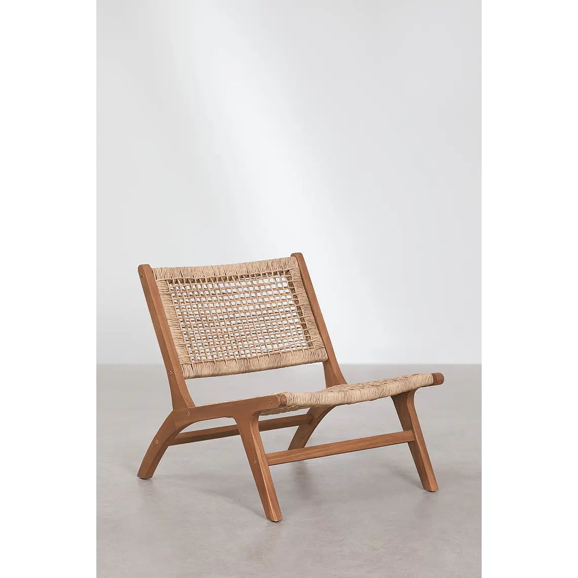 Sillón de jardín en madera de acacia y ratán sintético Moreva 4
