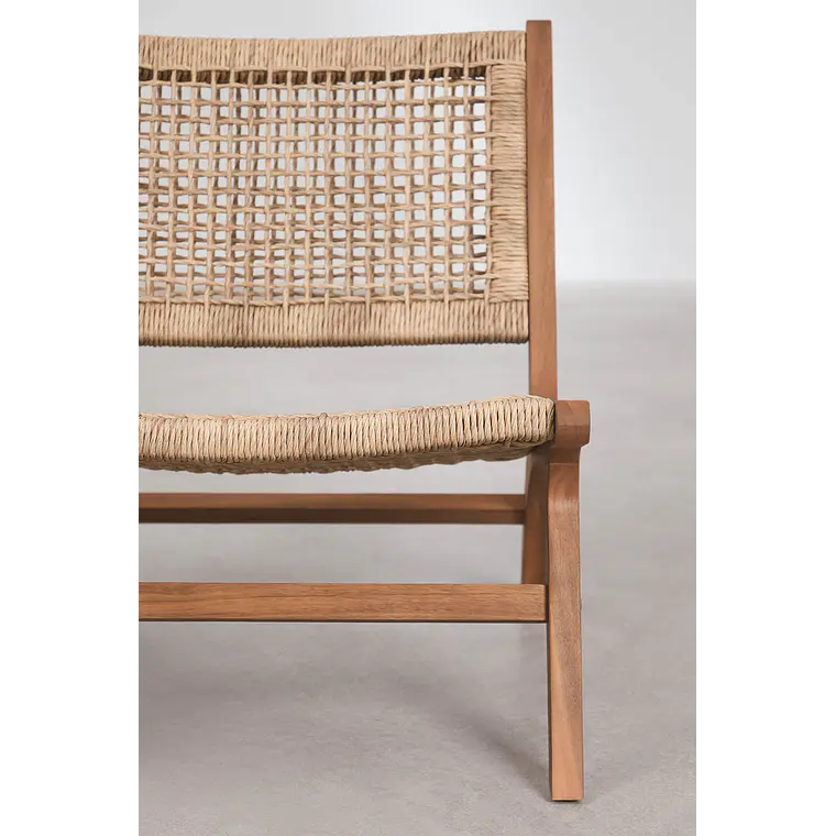Sillón de jardín en madera de acacia y ratán sintético Moreva 5