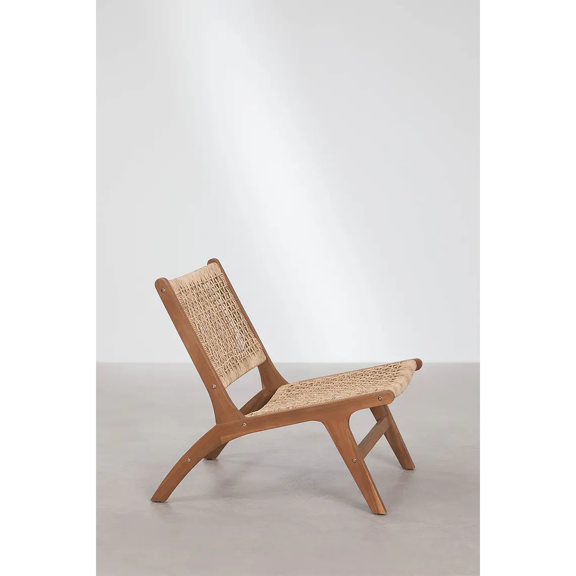 Sillón de jardín en madera de acacia y ratán sintético Moreva 6