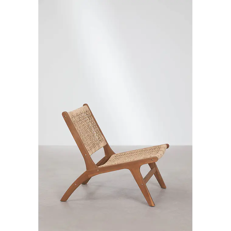 Sillón de jardín en madera de acacia y ratán sintético Moreva 6