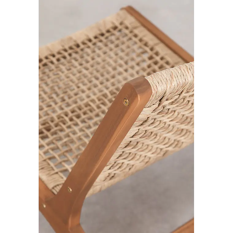 Sillón de jardín en madera de acacia y ratán sintético Moreva 8