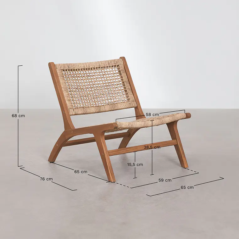 Sillón de jardín en madera de acacia y ratán sintético Moreva 10