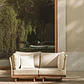 Sofá modular de jardín de 2 piezas con 2 sillones esquineros en madera de acacia Lenora - Miniatura 1