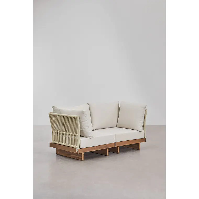 Sofá modular de jardín de 2 piezas con 2 sillones esquineros en madera de acacia Lenora 4