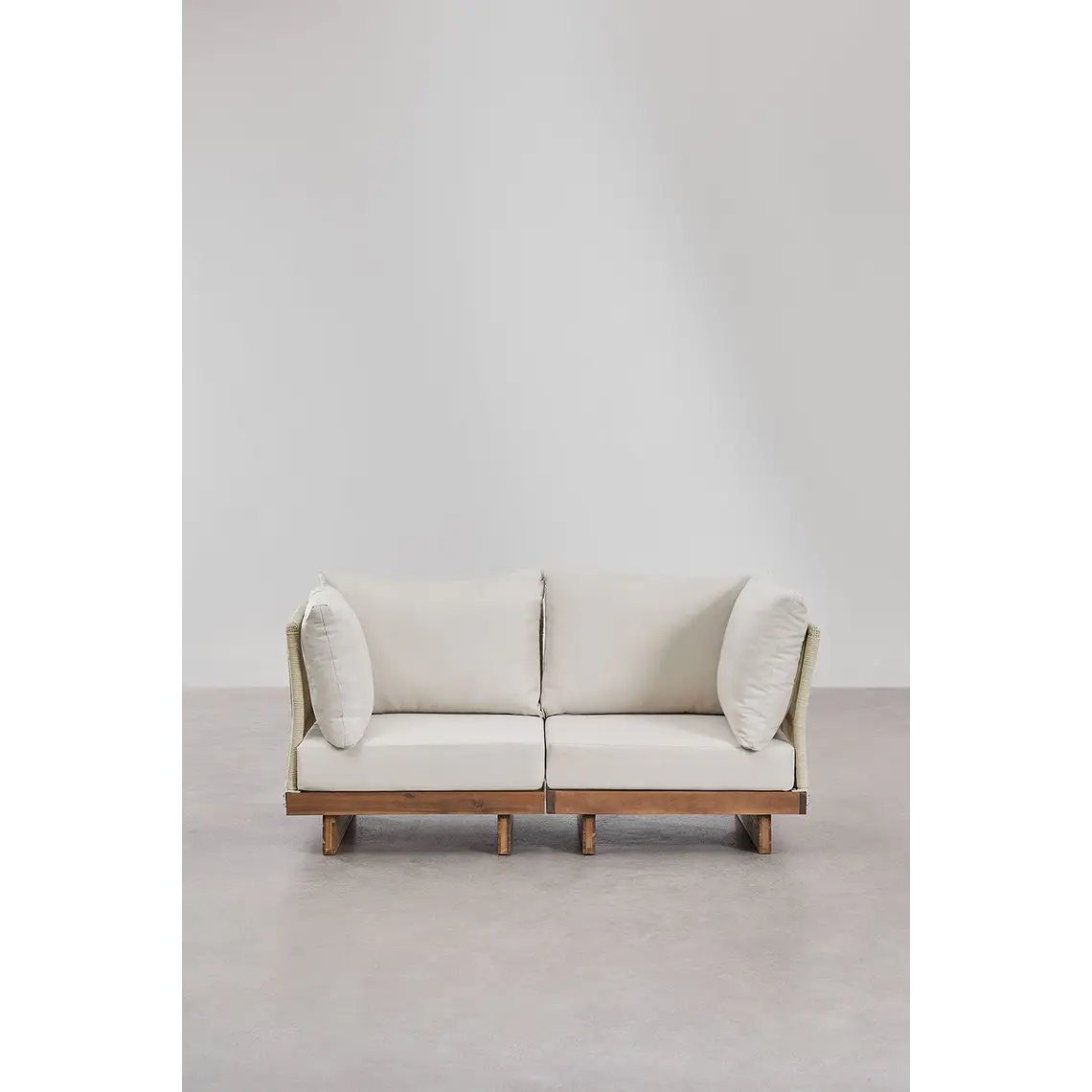 Sofá modular de jardín de 2 piezas con 2 sillones esquineros en madera de acacia Lenora 5