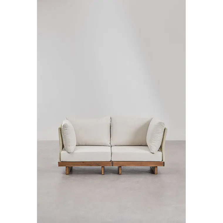 Sofá modular de jardín de 2 piezas con 2 sillones esquineros en madera de acacia Lenora 5