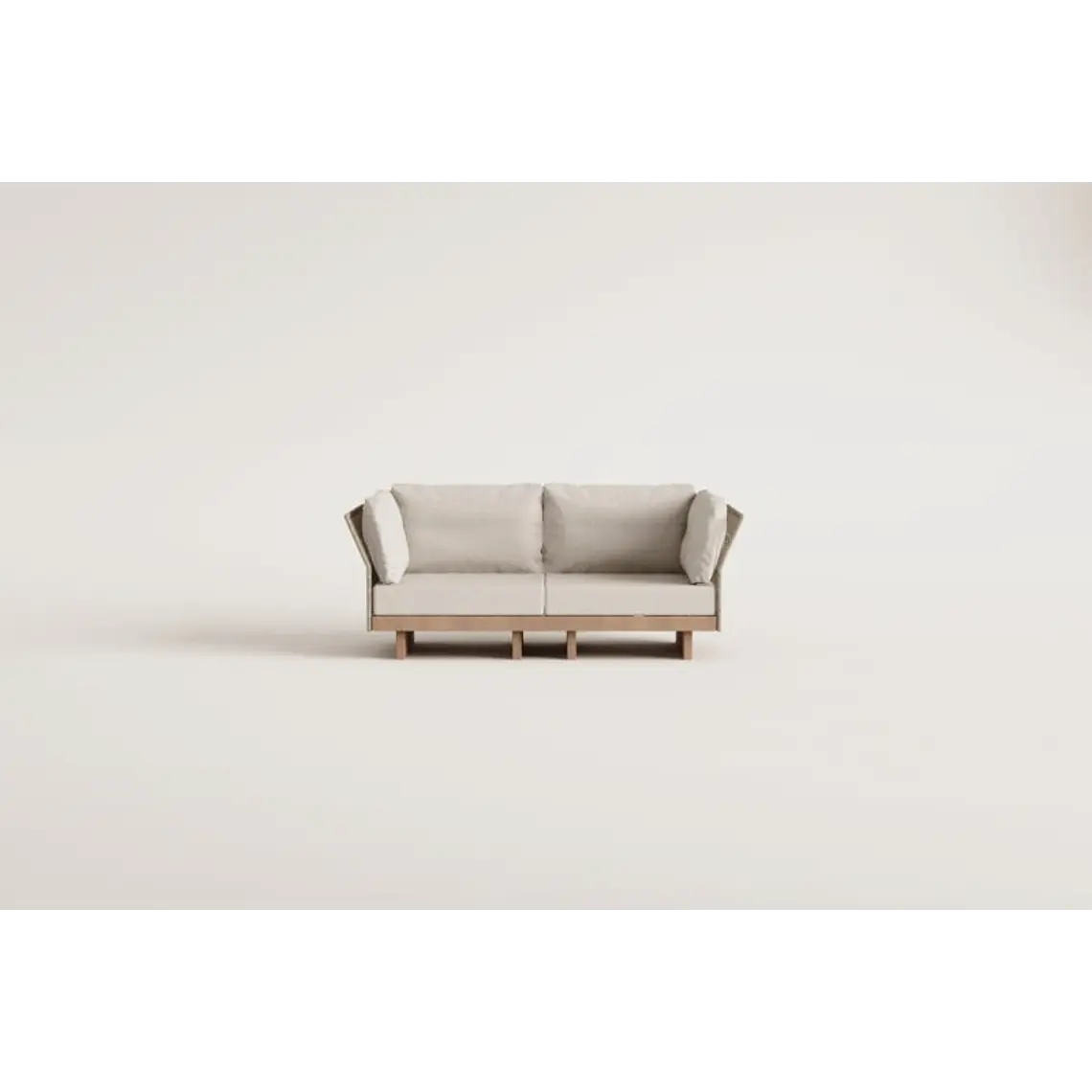 Sofá modular de jardín de 2 piezas con 2 sillones esquineros en madera de acacia Lenora 10