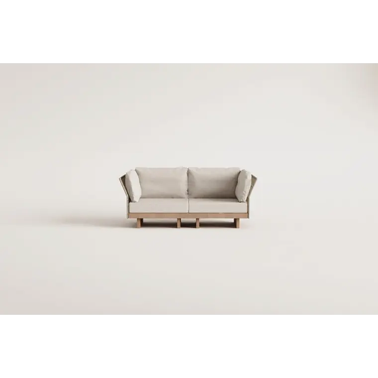 Sofá modular de jardín de 2 piezas con 2 sillones esquineros en madera de acacia Lenora 10