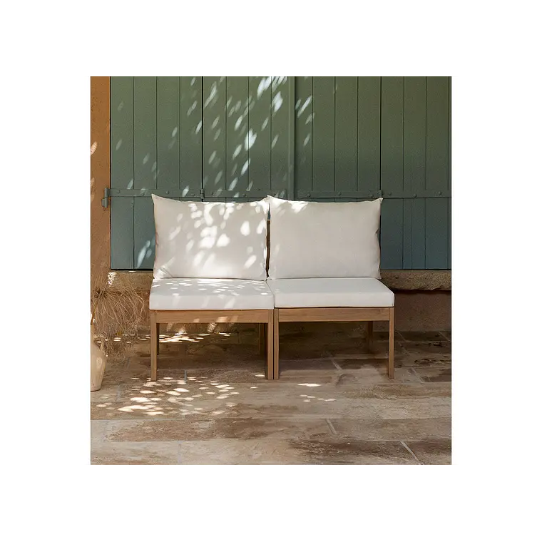 Sofá modular de jardín de 2 piezas en madera de acacia Kala 1