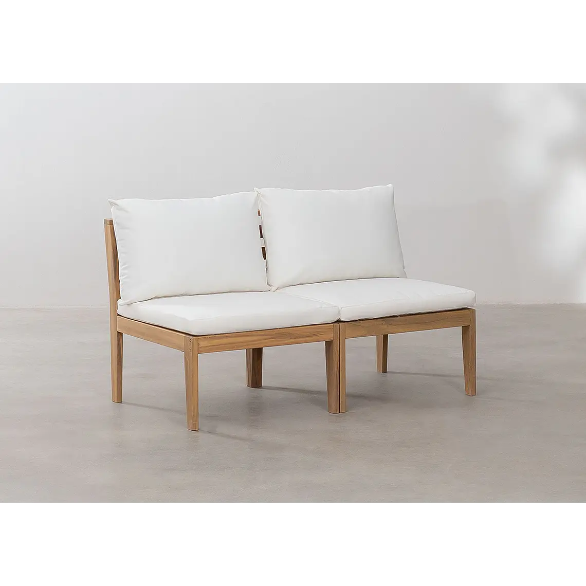 Sofá modular de jardín de 2 piezas en madera de acacia Kala 2