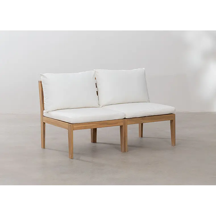 Sofá modular de jardín de 2 piezas en madera de acacia Kala 2