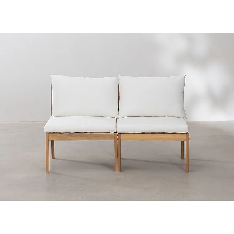 Sofá modular de jardín de 2 piezas en madera de acacia Kala 3