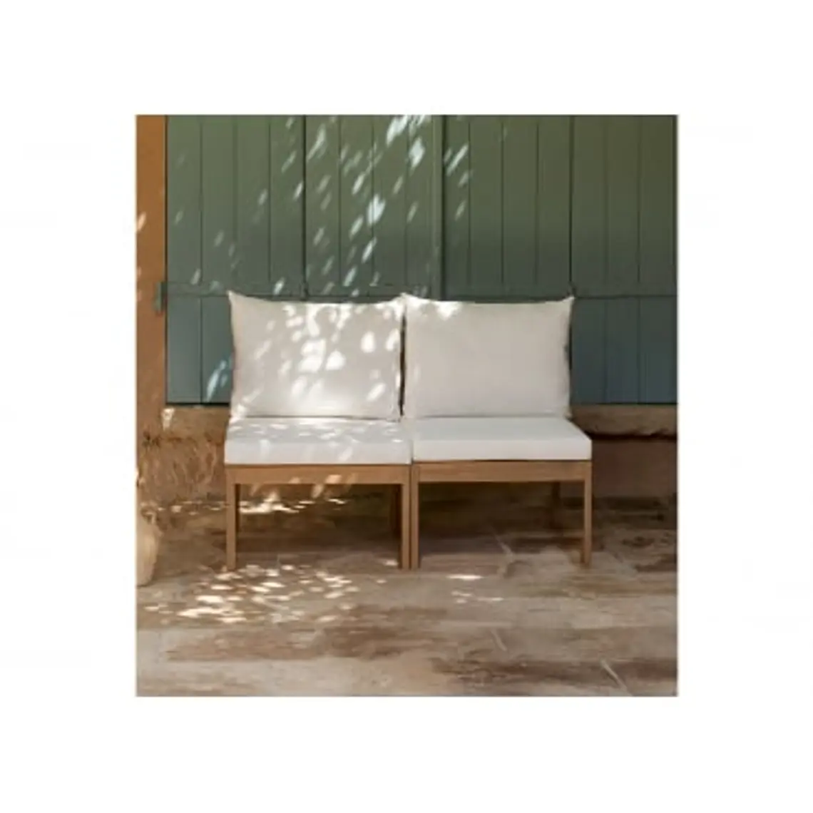 Sofá modular de jardín de 2 piezas en madera de acacia Kala 8