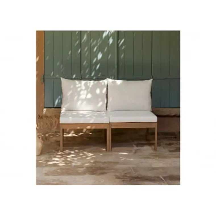 Sofá modular de jardín de 2 piezas en madera de acacia Kala 8