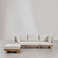 Sofá modular de jardín de 3 piezas con 2 sillones esquineros y puff en madera de acacia Sarena - Miniatura 5