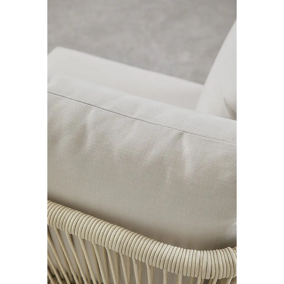 Sofá modular de jardín de 3 piezas con 2 sillones esquineros y puff en madera de acacia Sarena 7