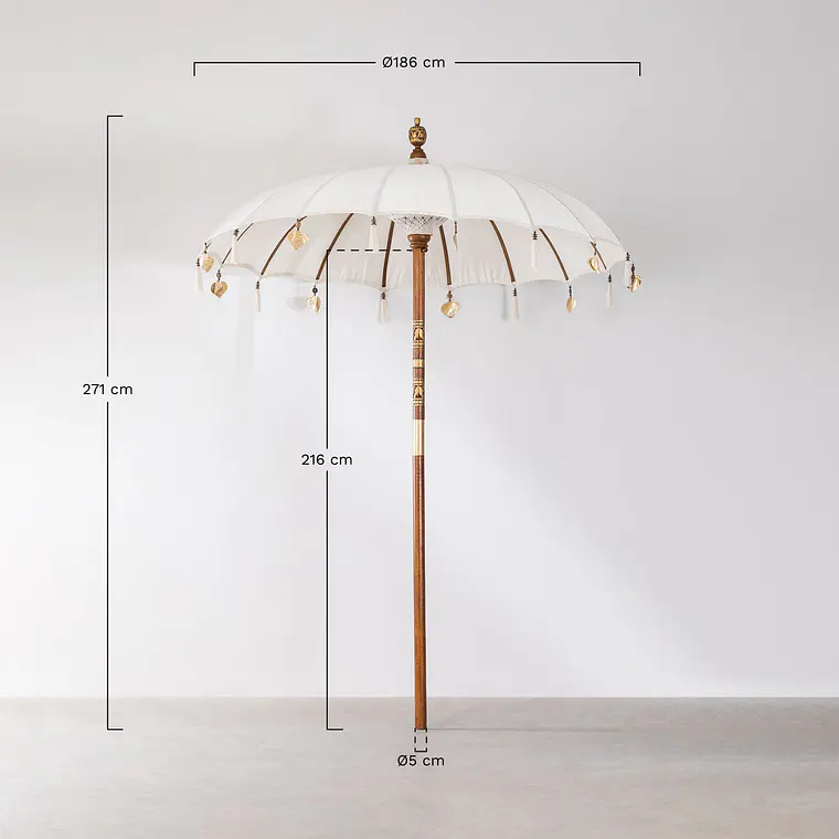 Sombrilla Ø186 cm en tela y madera Mora 9