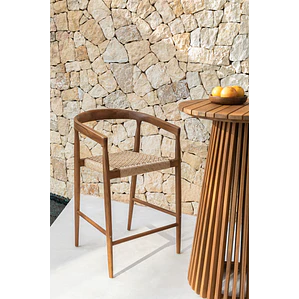 Taburete alto de jardín en madera de teca (65 cm) Vala