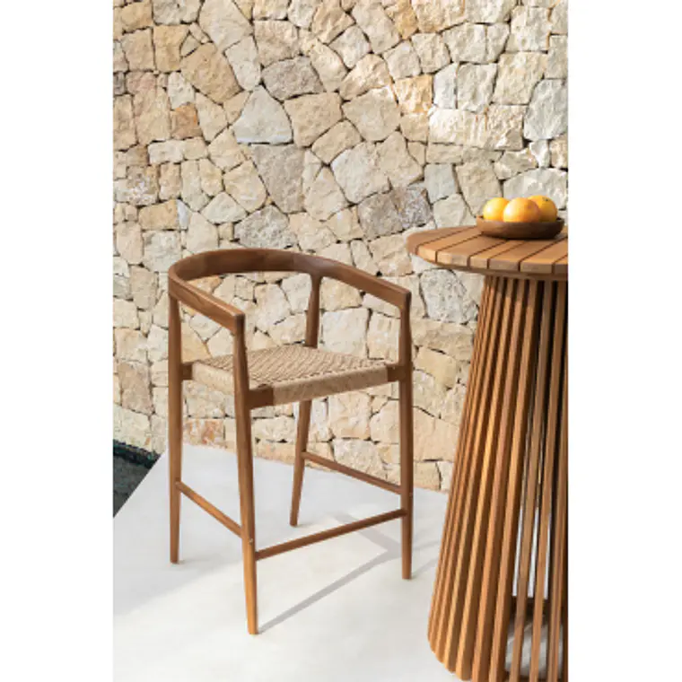 Taburete alto de jardín en madera de teca (65 cm) Vala 8