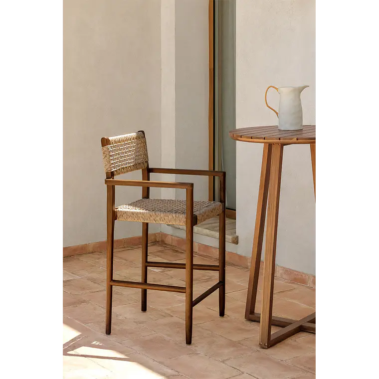 Taburete Alto de Jardín en Madera de Teca 65 cm Zala 1