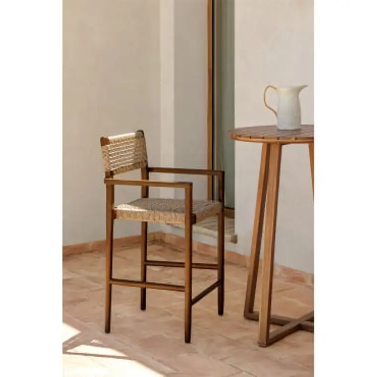 Taburete Alto de Jardín en Madera de Teca 65 cm Zala 12