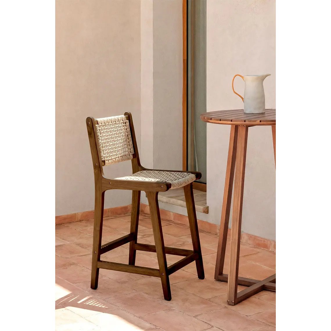 Taburete alto de jardín en madera de teca 65cm Tala 1