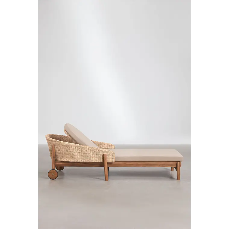 Tumbona en madera de acacia y ratán sintético Solora 5