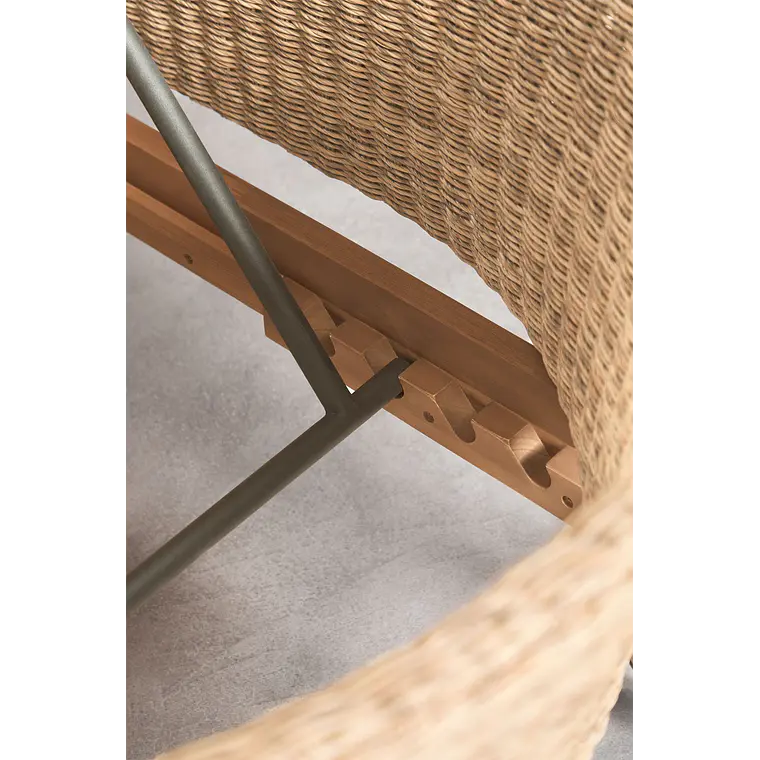 Tumbona en madera de acacia y ratán sintético Solora 9