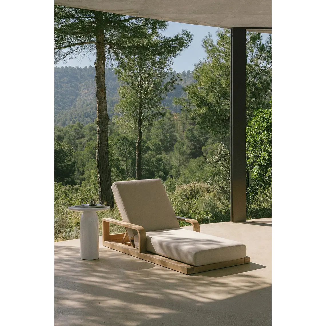 Tumbona reclinable en madera de acacia Kalina 1
