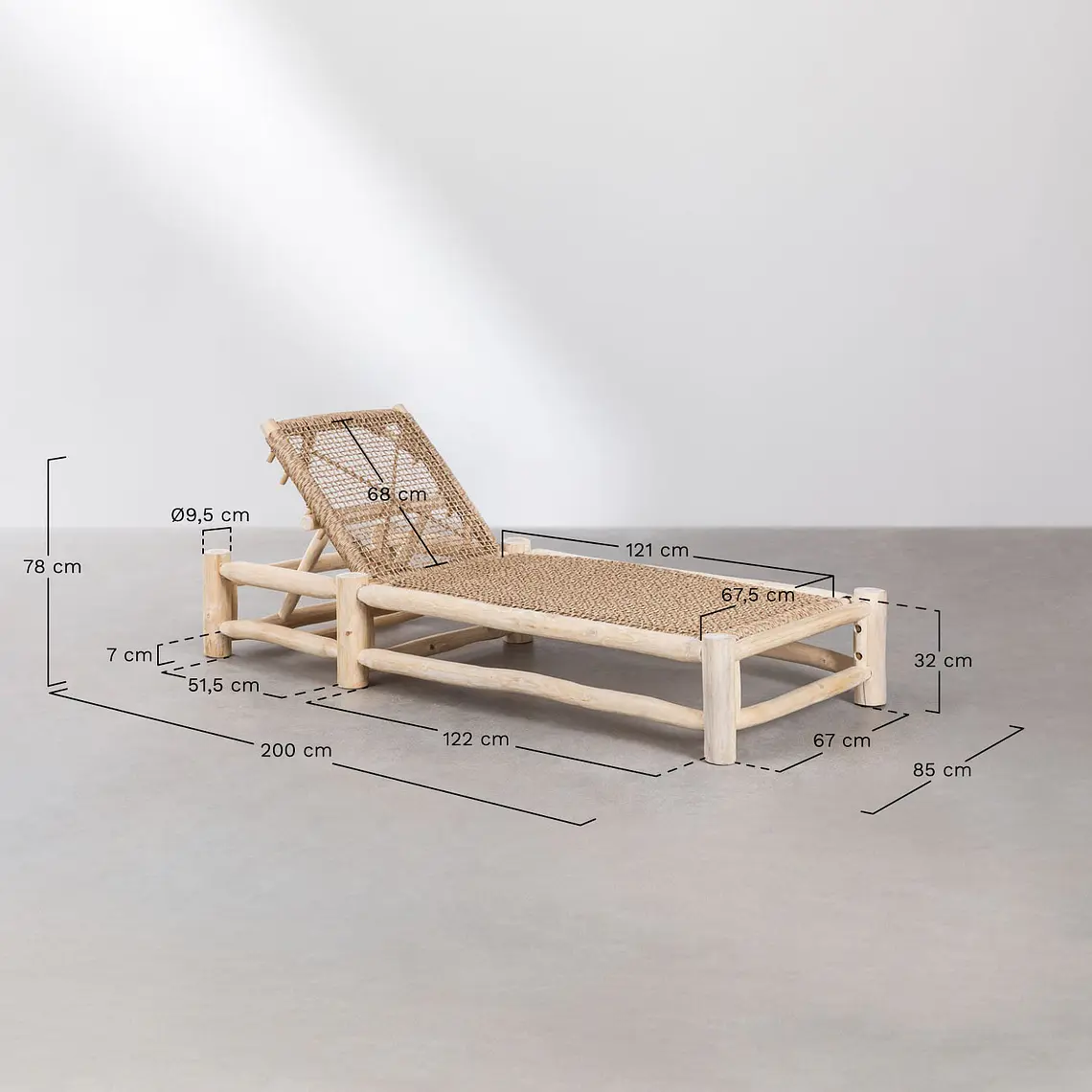 Tumbona reclinable en madera de teca Rena 10